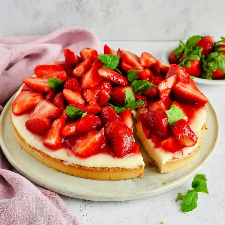 Erdbeerkuchen mit Vanillepudding