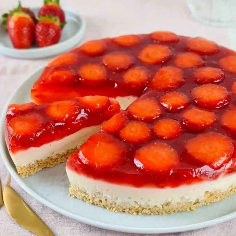 Erdbeerkuchen ohne Backen mit Keksboden
