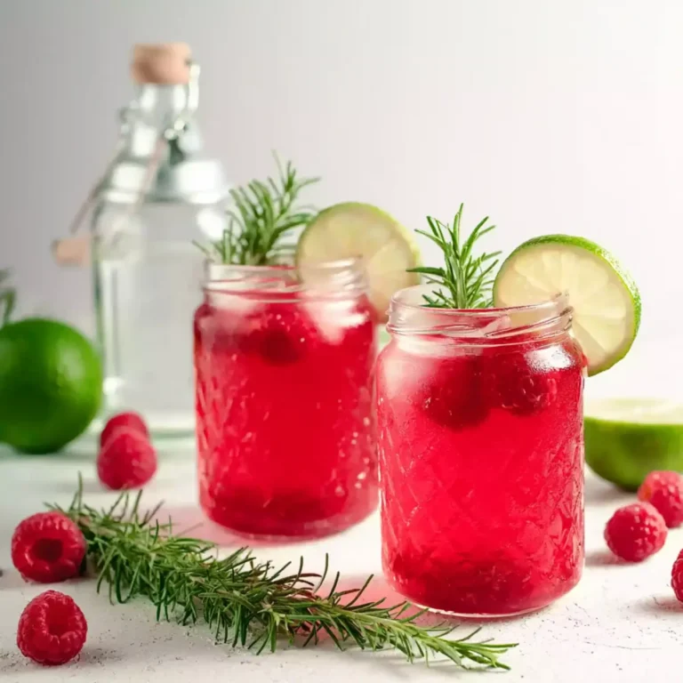 Himbeer Limonade mit Rosmarin und Limette
