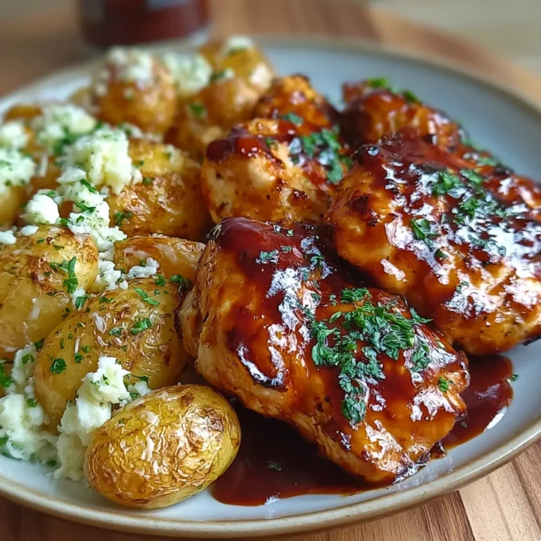 Honig BBQ Hähnchen mit Knoblauch Parmesan Kartoffeln