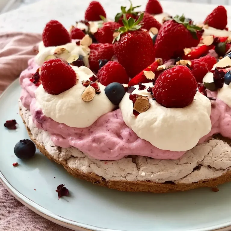 Nusskuchen mit Beerenschaum