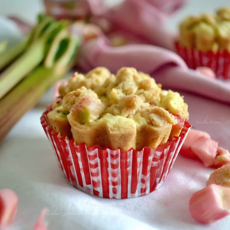 Rhabarber Käsekuchen Muffins mit Streuseln
