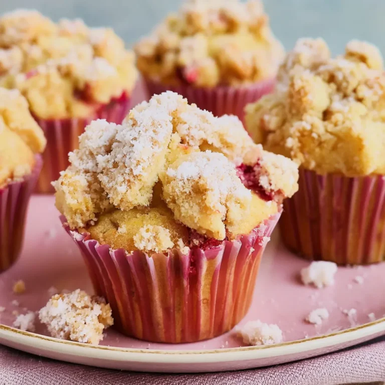Rhabarber Muffins mit Streuseln