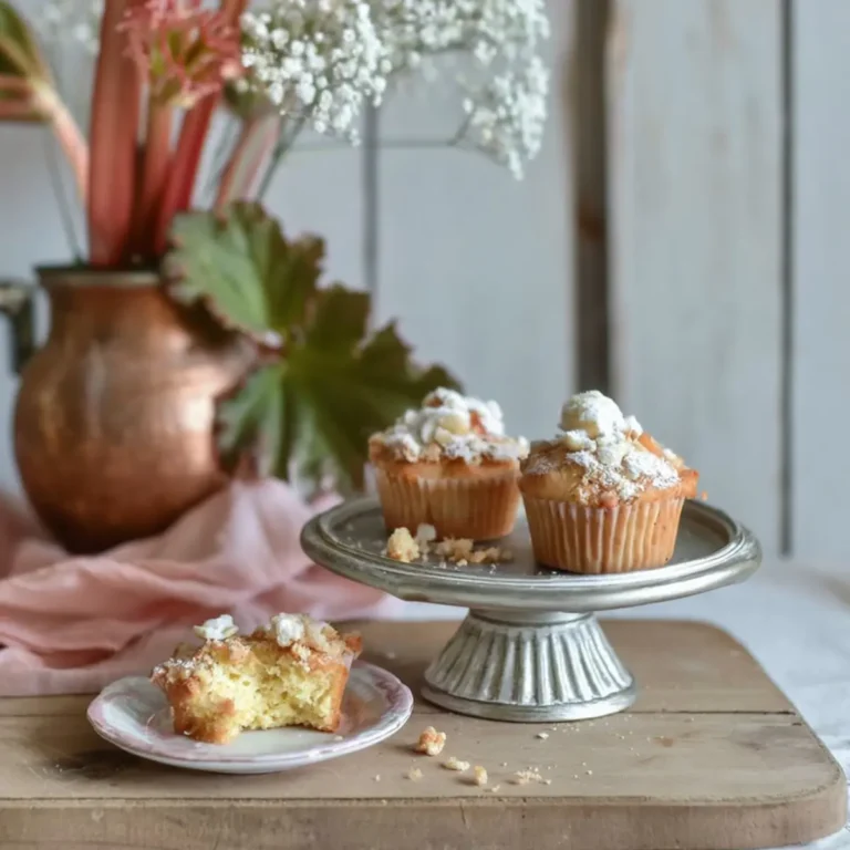 Rhabarber Muffins mit Vanillestreuseln