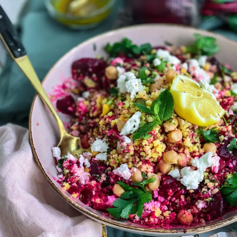 Rote Bete Salat mit Couscous und Kichererbsen