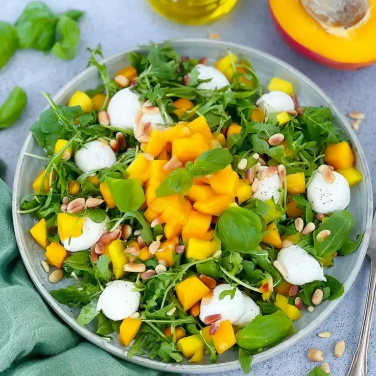 Rucola Mango Salat mit Pinienkernen