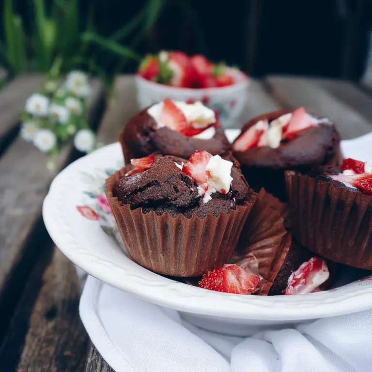 Schokoladenmuffins mit Erdbeer Cheesecake Füllung