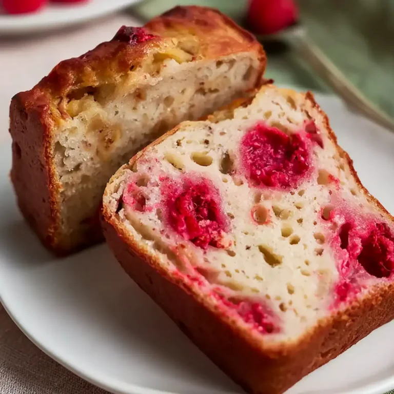 Bananenbrot mit Himbeeren