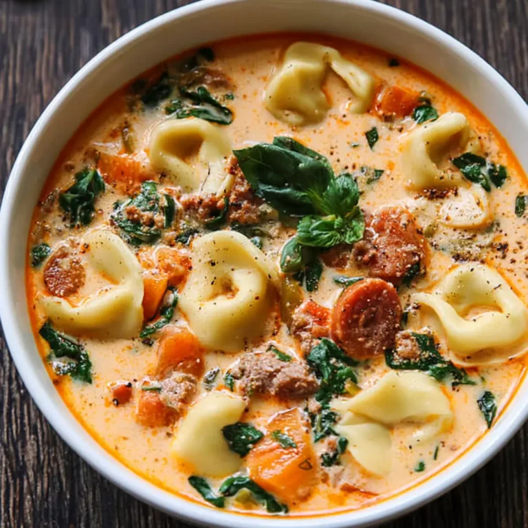 Cremige Tortellinisuppe mit Wurst