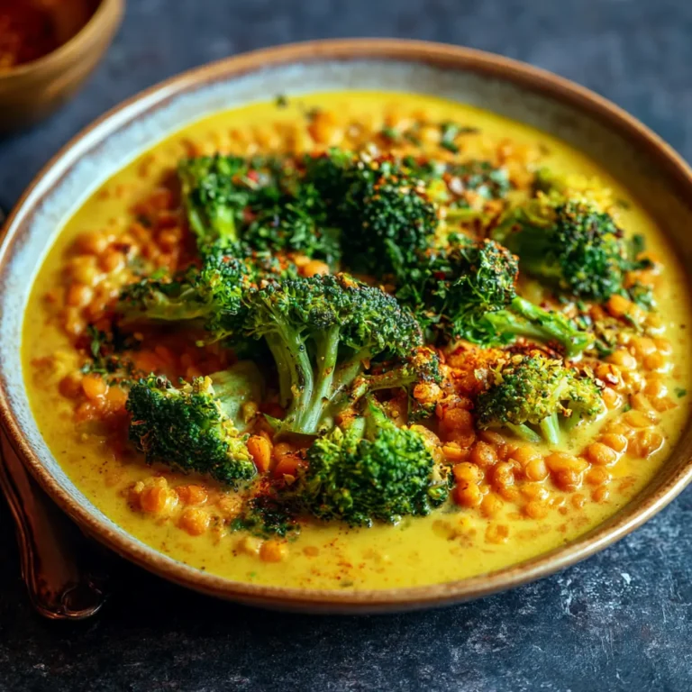 Cremiges Curry mit roten Linsen und Brokkoli