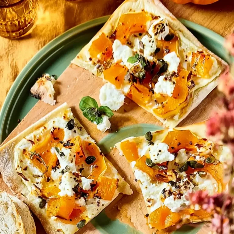 Flammkuchen mit Kürbis und Ziegenfeta