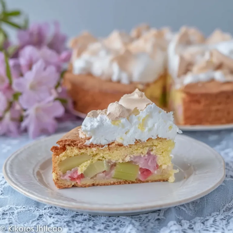 Omas Rhabarberkuchen mit Baiser und Rührteig