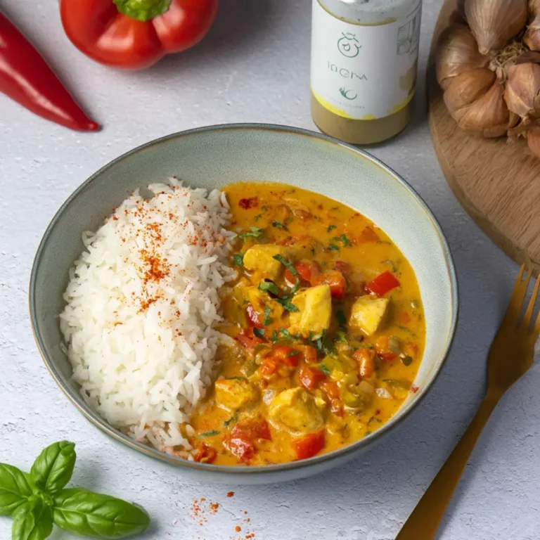 Paprika Hähnchen Geschnetzeltes mit Kokos