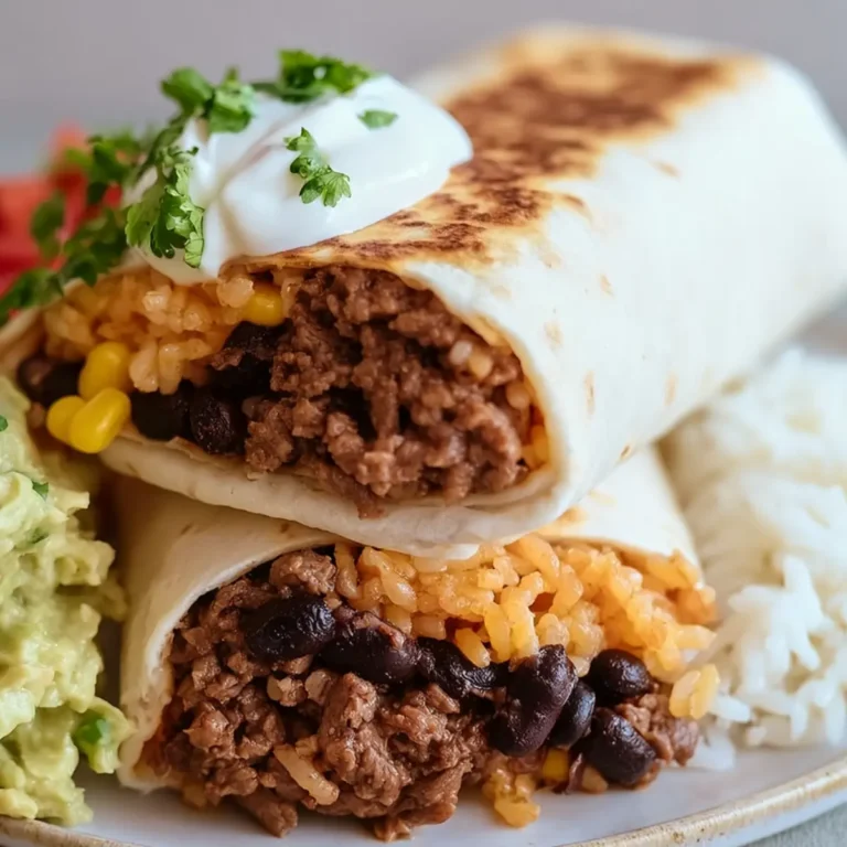 Rindfleisch Burrito mit Bohnen und Reis