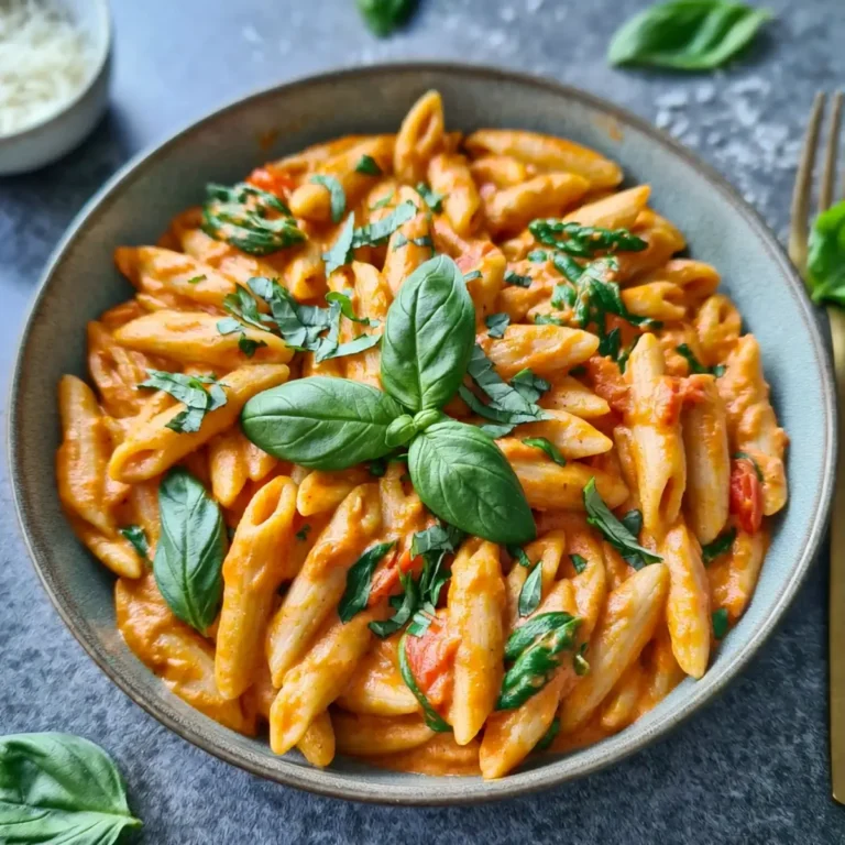 Vegane Ein Topf Pasta mit cremiger Tomatensoße