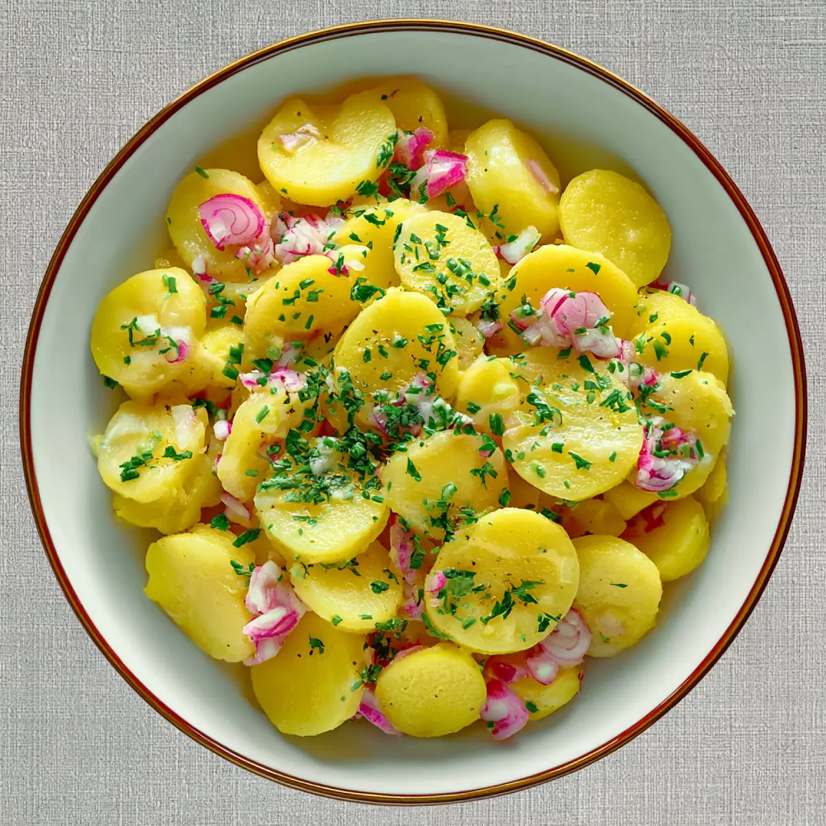 Veganer Kartoffelsalat mit Essig und Öl