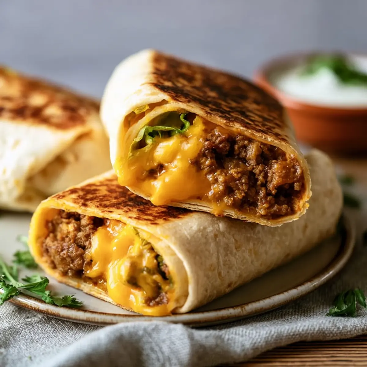 Wraps mit Hackfleisch und Käse im Airfryer