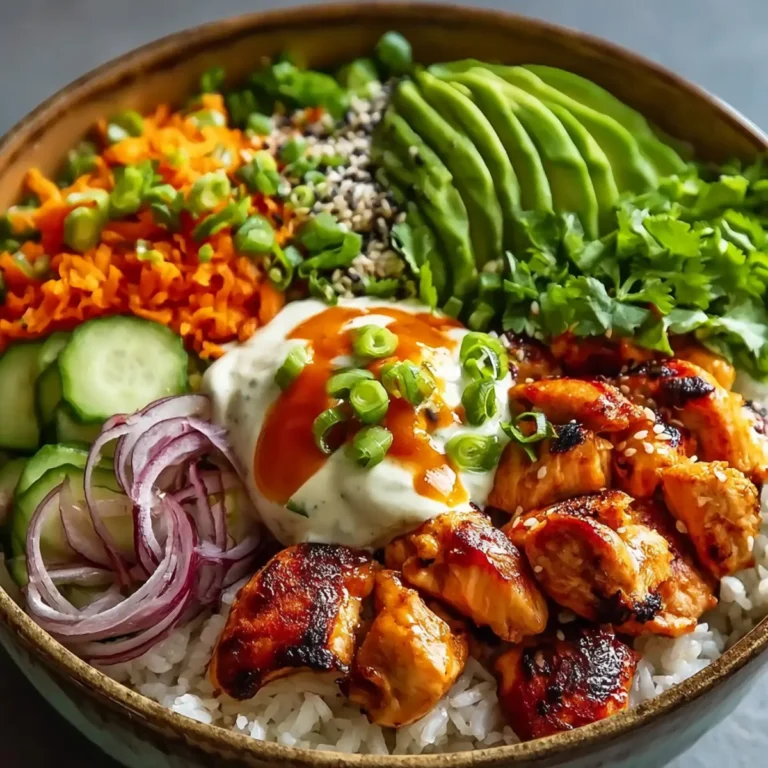 Würzige Hähnchen Bowl mit cremiger Soße