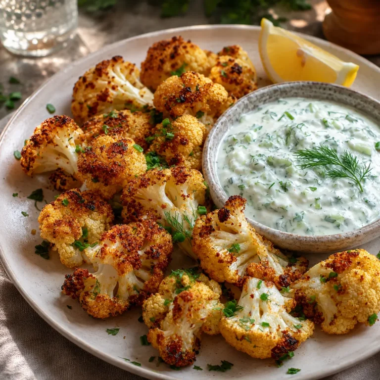 Blumenkohl Airfryer mit leckerem Kräuterquark