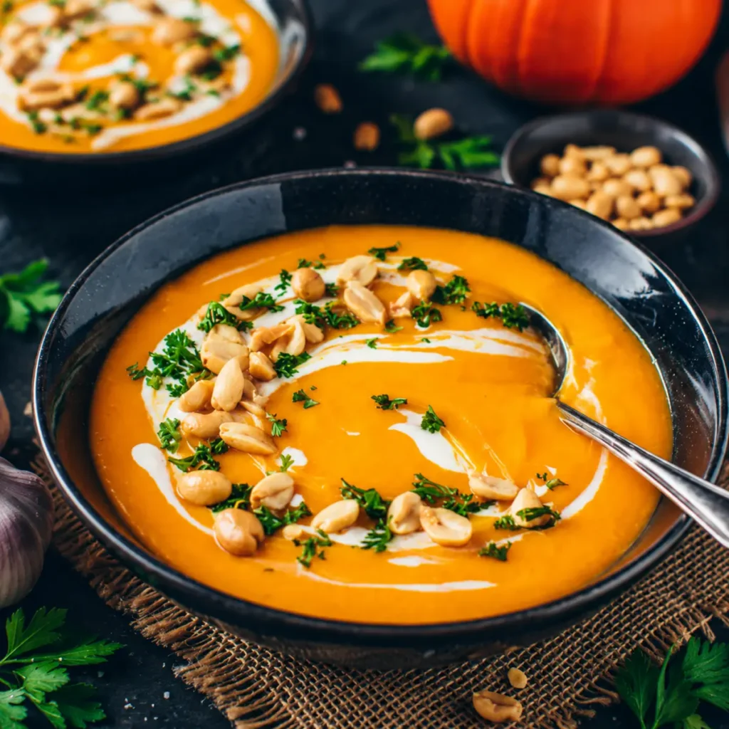 Cremige vegane Kürbissuppe