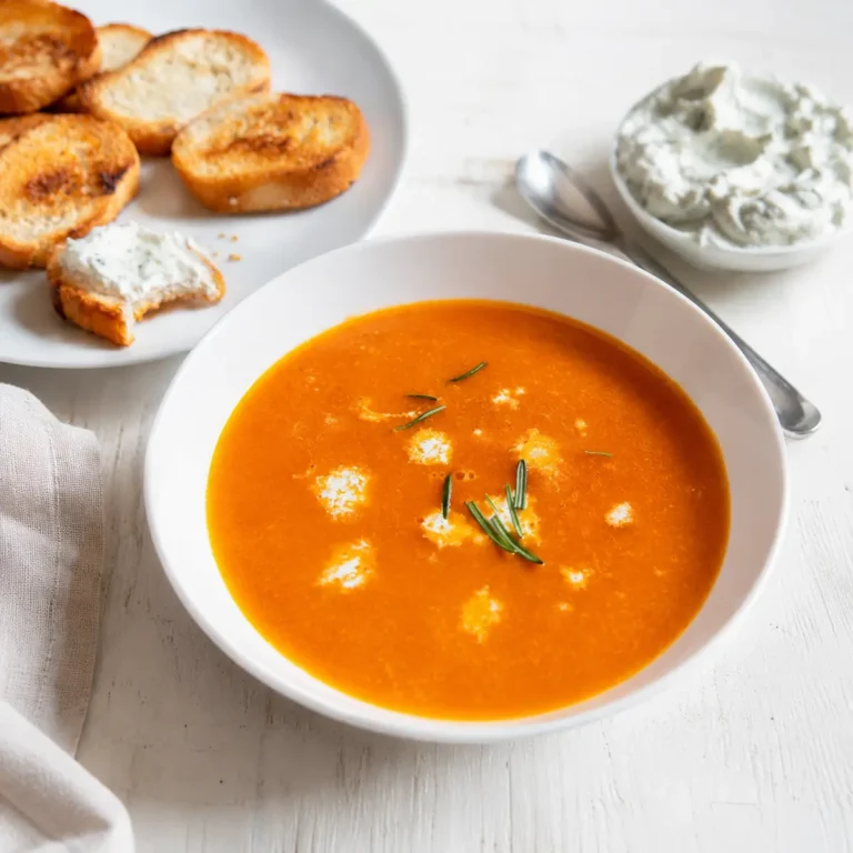Orangen Paprikasuppe mit Crostinis