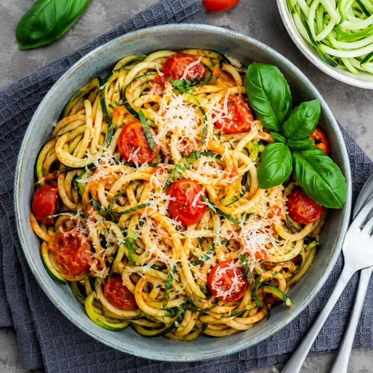 Zucchini Spaghetti in cremiger Sauce
